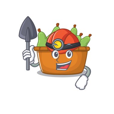 Armut kutusu çizgi film karakteri tasarımında çalışan havalı bir madenci. Vektör illüstrasyonu