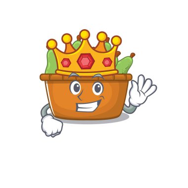 Armut meyve kutusunun kraliyet kralı taçlı çizgi film karakteri tasarımı. Vektör illüstrasyonu