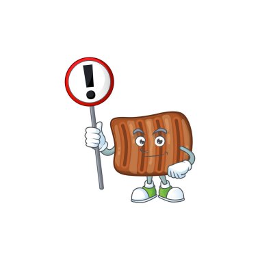 Gülen karikatür tasarımı. Üzerinde tabela olan kızarmış et.