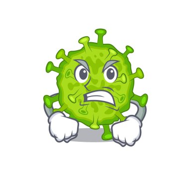 Virus corona cell cartoon character design with angry face. Vector illustration clipart