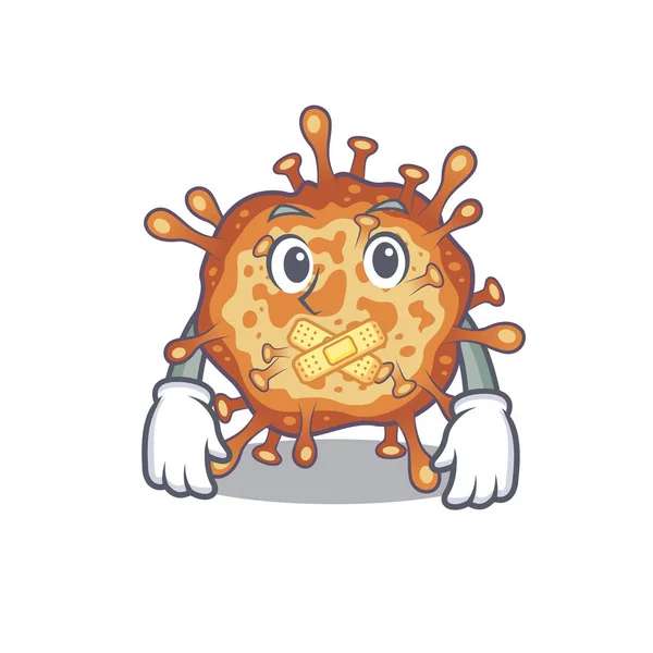 Retro virus corona mascot cartoon character design with silent gesture — Stock Vector