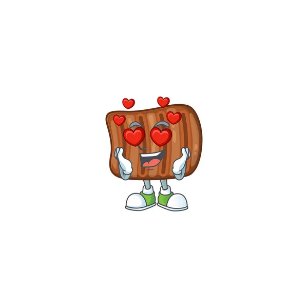 Romantische Roastbeef-Cartoon-Figur mit verliebtem Gesicht — Stockvektor