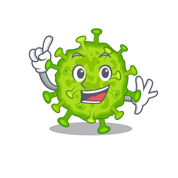 Una Célula Corona Del Virus Del Dedo Estilo Personaje Dibujos — Vector de stock