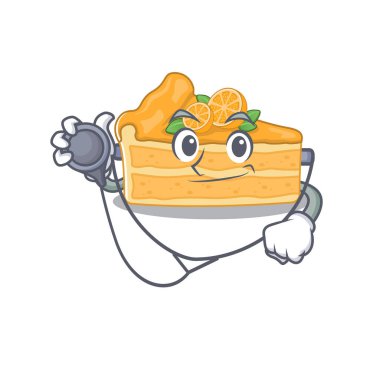 Doktor Çizgi Film karakteri ve aletleri olan zarif bir cheesecake portakalı.