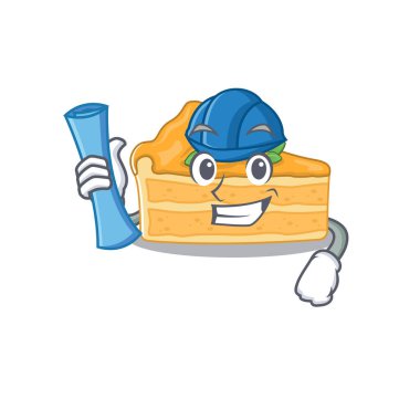 Gülümseyen cheesecake portakalının mimarı mavi iz ve mavi miğferle