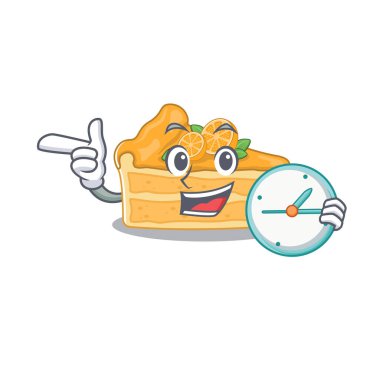 Neşeli cheesecake turuncu çizgi film karakteri tarzı saat