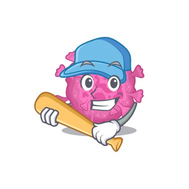 Beyzbol sopası ile organik Corona virüsünün maskot tasarımı