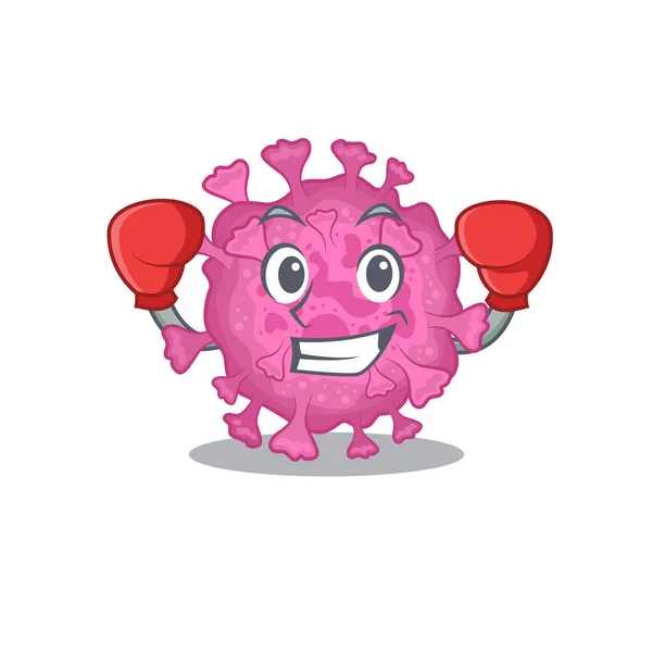 A sporty corona virus organic boxing mascot design style — Stock Vector