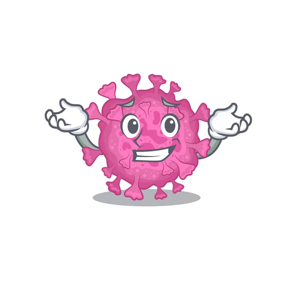 Cara feliz de corona virus mascota orgánica estilo de dibujos animados — Vector de stock