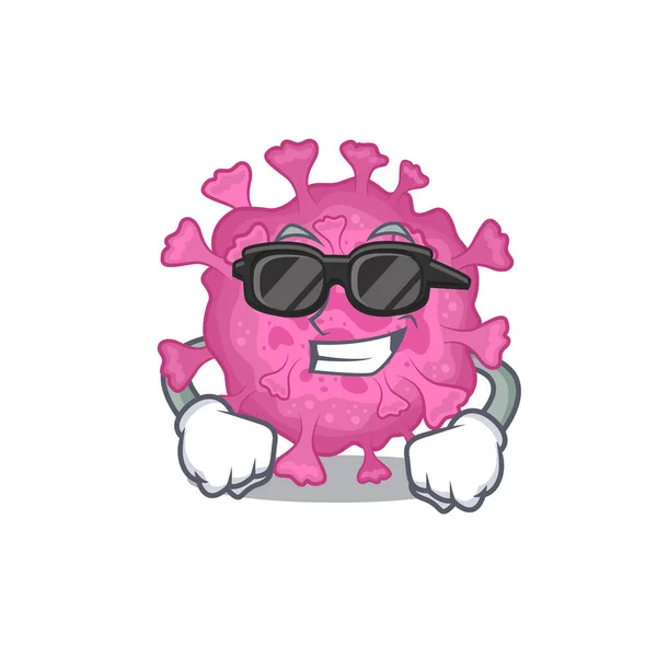 Super cool corona virus personaje mascota orgánica con gafas negras — Archivo Imágenes Vectoriales