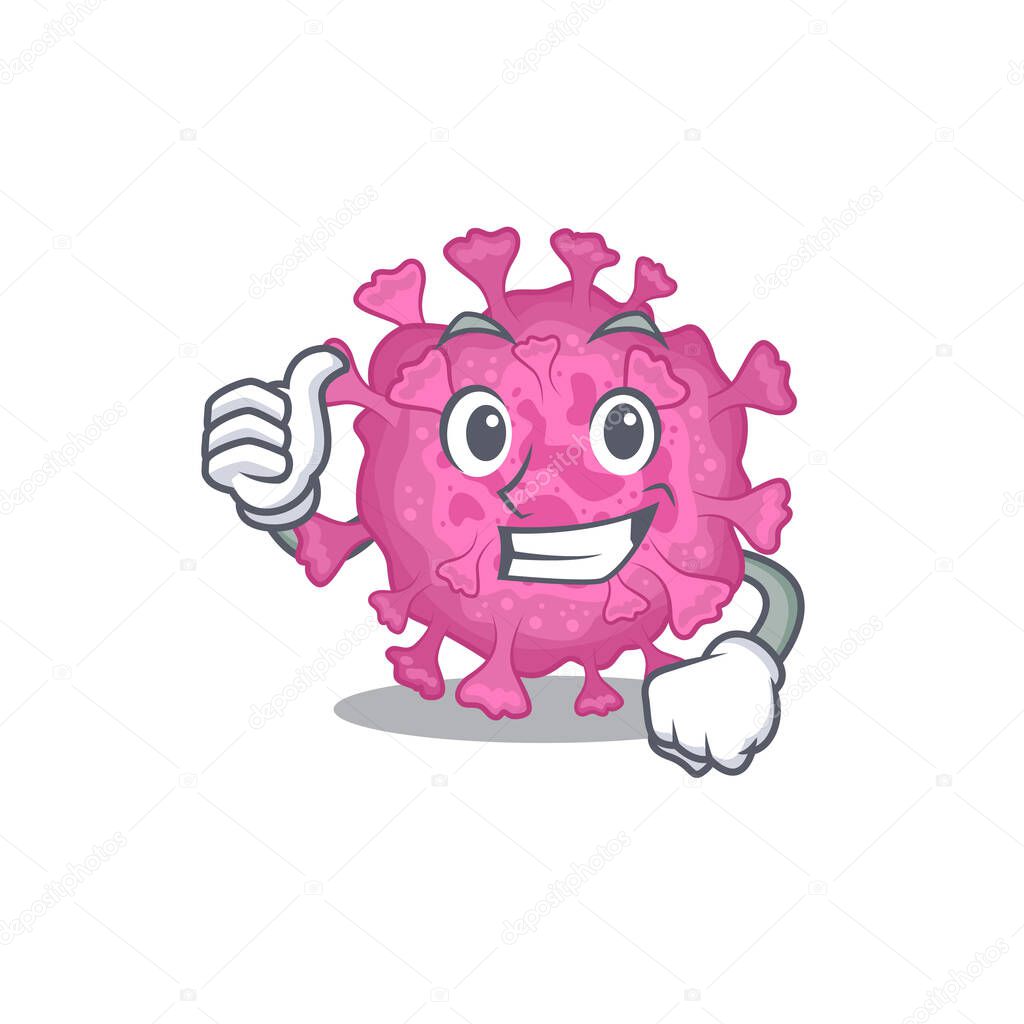 Cool corona virus organic cartoon design style making Thumbs up gesture