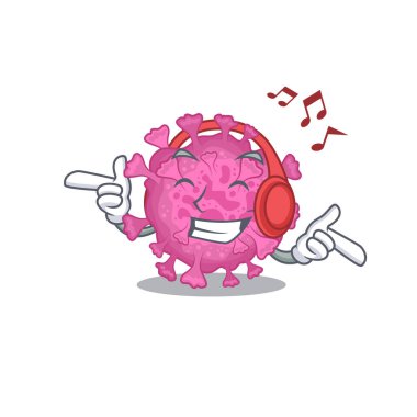 Müzik koronası virüsü organik maskot tasarımının tadını çıkarıyor.