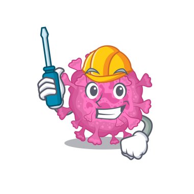 Akıllı otomotiv Corona virüsü karikatür karakter tasarımında sunulur