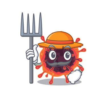 Çiftçi çizgi filminde şapka ve dirgenli Corona Virüsü Bölgesi