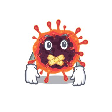 Corona Virüs Bölgesi maskot karakter tasarımı sessiz bir jest ile
