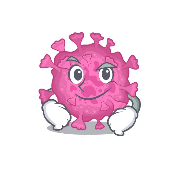 Divertido personaje mascota orgánica virus corona mostrando gesto de confianza — Archivo Imágenes Vectoriales