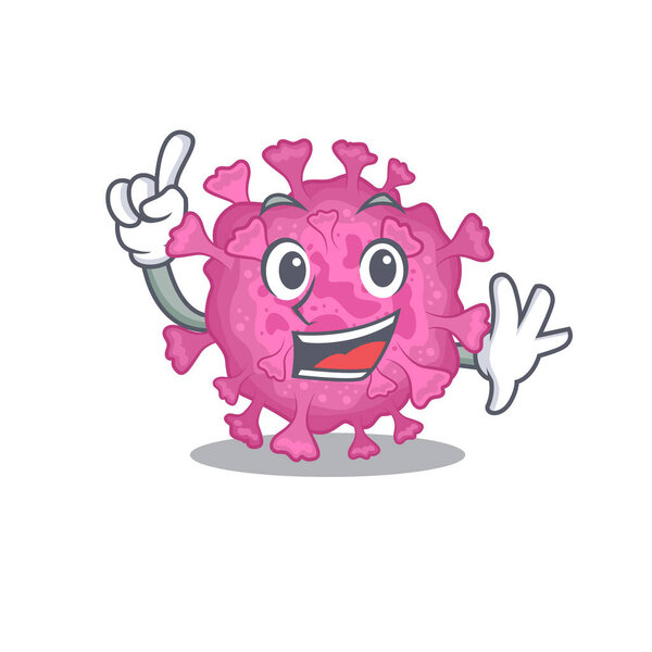 One Finger corona virus organic in mascot cartoon character style