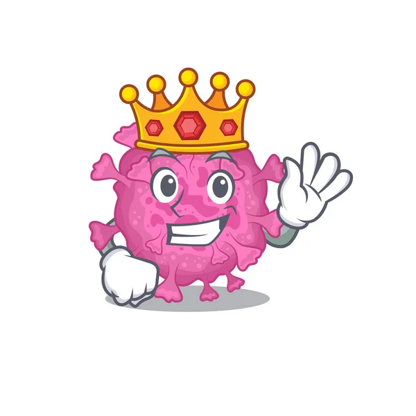 The Royal King of corona virus organic cartoon character design with crown — Stock Vector