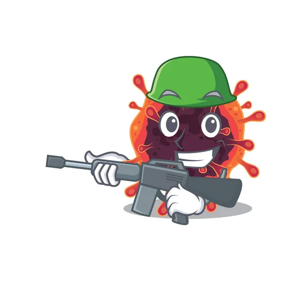 A picture of corona virus zone as an Army with machine gun — Stock Vector