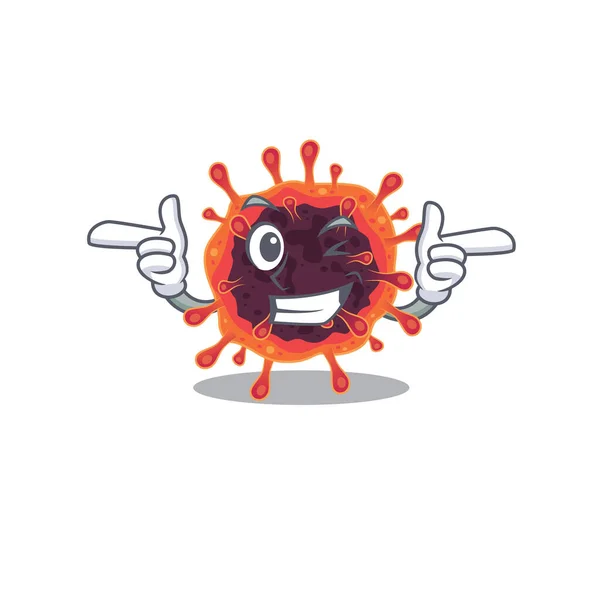 Smiley corona virus zona cartone animato stile di progettazione che mostra occhio occhiolino — Vettoriale Stock