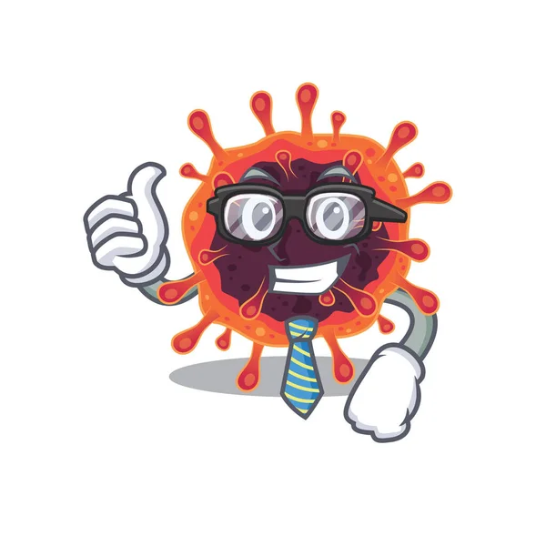 Corona zona virus Businessman personaggio dei cartoni animati con occhiali e cravatta — Vettoriale Stock