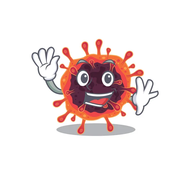 Smiley corona vírus zóna rajzfilm kabala design integető kézzel — Stock Vector