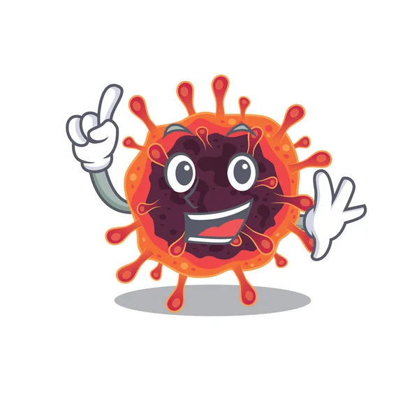 One Finger corona zona virus in stile personaggio del cartone animato mascotte — Vettoriale Stock