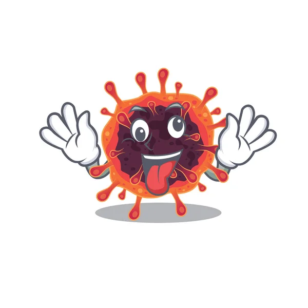 Una imagen de cara loca corona virus zona mascota estilo de diseño — Vector de stock