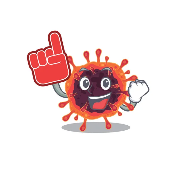 Corona Virus Zone Maskottchen Cartoon-Stil mit Schaum Finger — Stockvektor