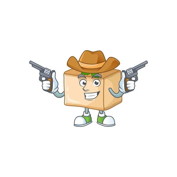 Cool cowboy cartoon ontwerp van basbousa holding guns — Stockvector