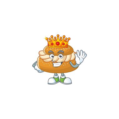 Semla çizgi film karakteri tasarımının karizmatik kralı. Vektör illüstrasyonu