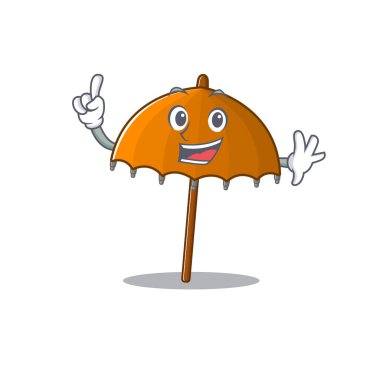 Maskot karakteri tarzında bir Finger Orange şemsiyesi. Vektör illüstrasyonu