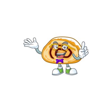 Süper komik İsviçre usulü inek maskot tasarımı. Vektör illüstrasyonu