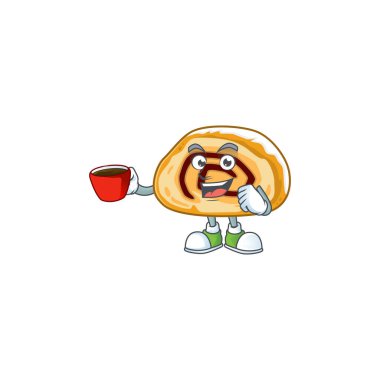 İsviçre rulo maskot tasarımı iyi bir jest gösteriyor. Vektör illüstrasyonu