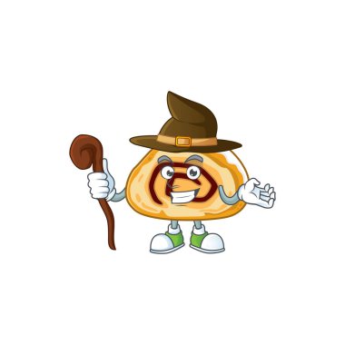 Tatlı ve kurnaz Cadı İsviçreli çizgi film karakteri. Vektör illüstrasyonu