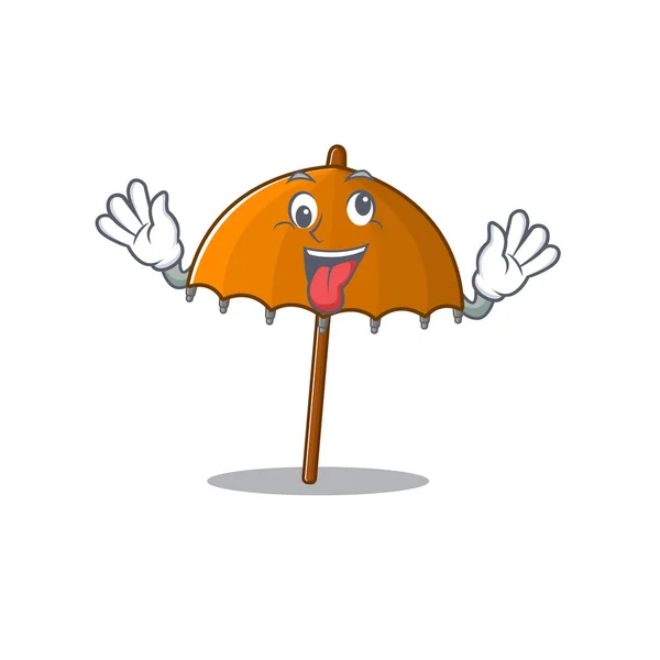 Une Image Style Conception Mascotte Parapluie Orange Visage Fou Illustration — Image vectorielle