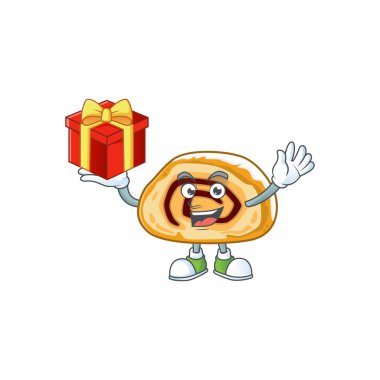 Çılgın yüzünü gösteren İsviçre usulü bir maskot tasarımı.