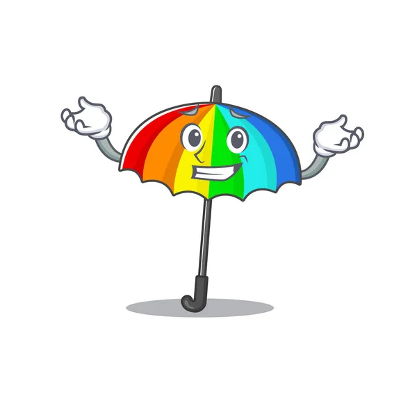 Happy Face Rainbow Umbrella Mascot Cartoon Style Vector Illustration — Stock Vector