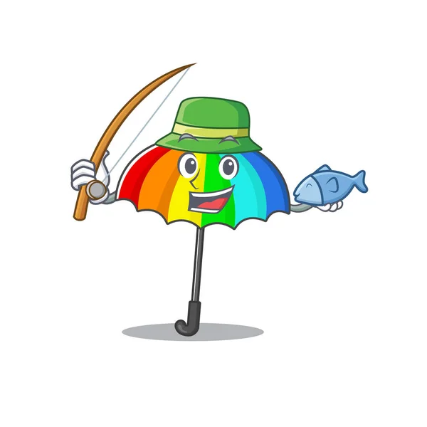 Ein Bild Von Lustigen Angeln Regenbogen Regenschirm Design Vektorillustration — Stockvektor