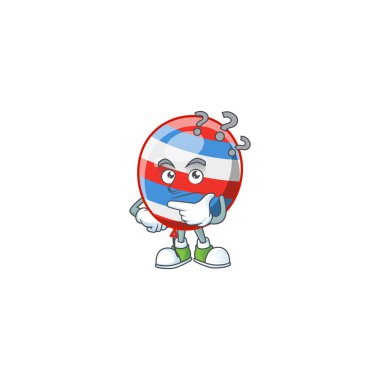 Cute independence day balloon cartoon character using a microphone