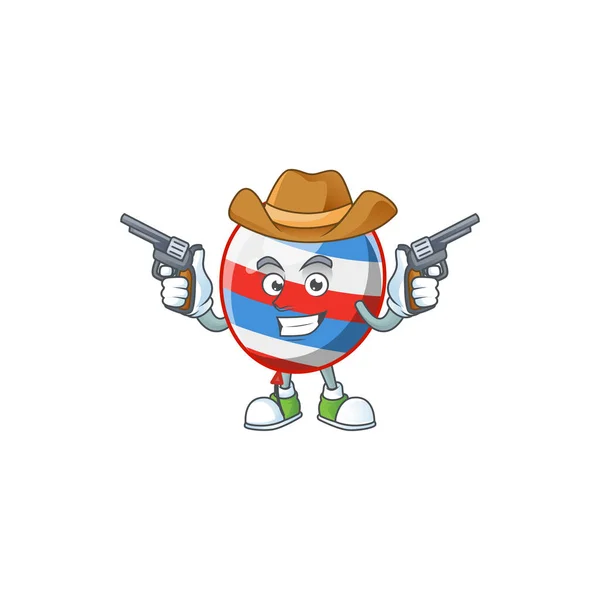 Cool cowboy cartoon design of independence day balloon holding guns — Stockvektor