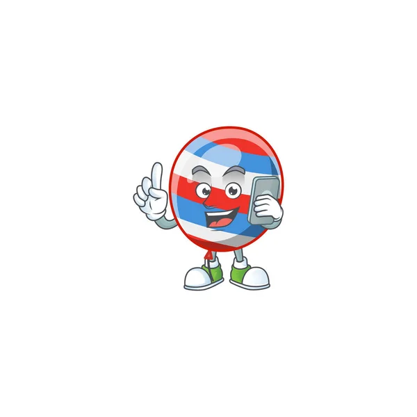 A sweet independence day balloon cartoon design style speaking on phone — Stockový vektor
