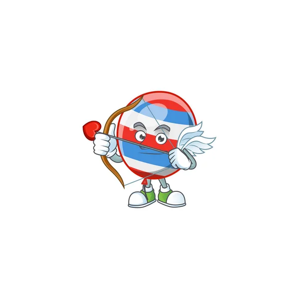 Sweet cartoon character of independence day balloon Cupid with arrow and wings — Stockový vektor