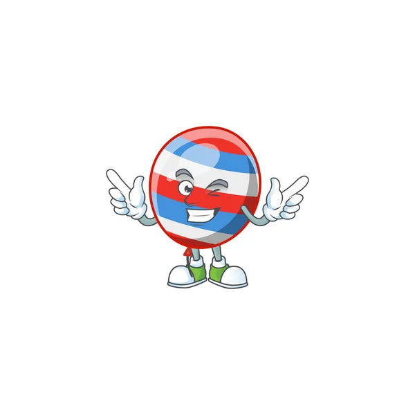 Funny independence day balloon cartoon design style with wink eye face — Stockový vektor