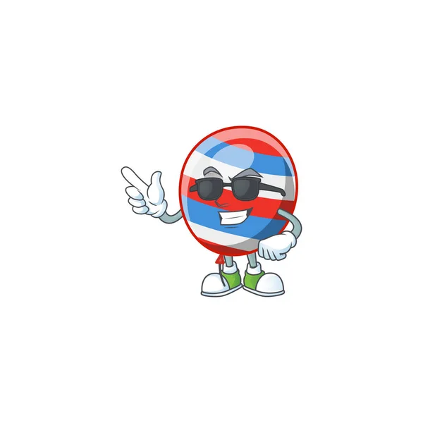 Cute independence day balloon cartoon character design style with black glasses — 스톡 벡터