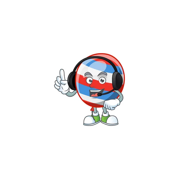 An attractive independence day balloon mascot character concept wearing headphone — Stockový vektor