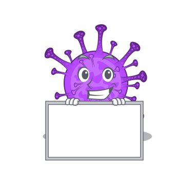 Smiley bovine coronavirus cartoon character style bring board