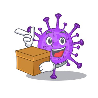 Bovine coronavirus karikatür tasarım stili bir kutuya sahip