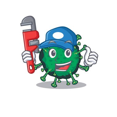 Smart Plumber bat coronavirus on cartoon character design
