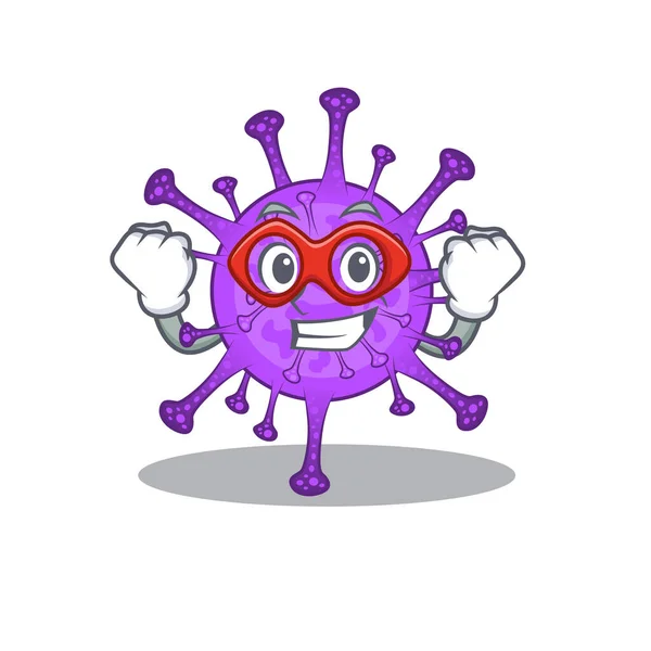 Uma foto de coronavírus bovino em um personagem de desenho animado Super herói — Vetor de Stock
